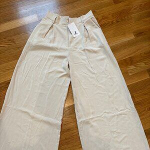 Cream, high-waisted, wide-leg dress pants, size small